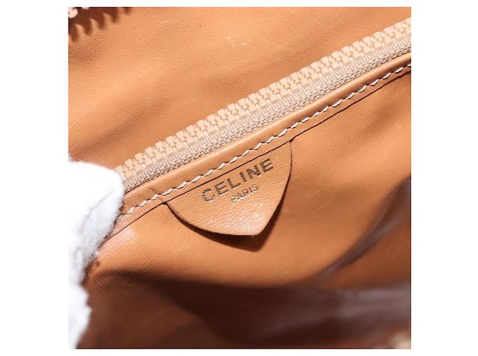 Céline Borsa a tracolla CELINE Macadam Canvas PVC Beige Gold Auth 197804 D'oro - vista 18