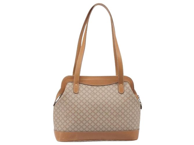 Céline Borsa a tracolla CELINE Macadam Canvas PVC Beige Gold Auth 197804 D'oro - vista 2