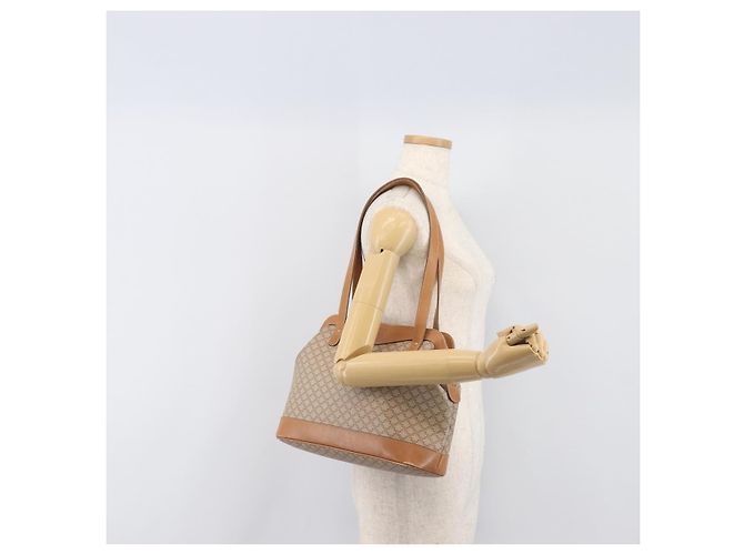 Céline Borsa a tracolla CELINE Macadam Canvas PVC Beige Gold Auth 197804 D'oro - vista 24