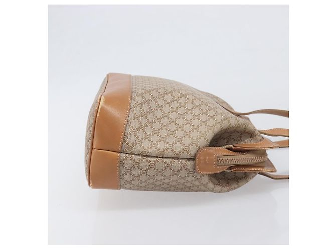 Céline Borsa a tracolla CELINE Macadam Canvas PVC Beige Gold Auth 197804 D'oro - vista 3