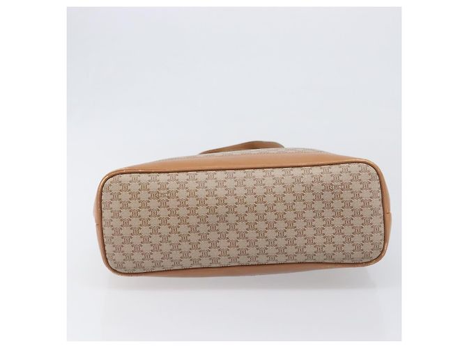 Céline Borsa a tracolla CELINE Macadam Canvas PVC Beige Gold Auth 197804 D'oro - vista 5