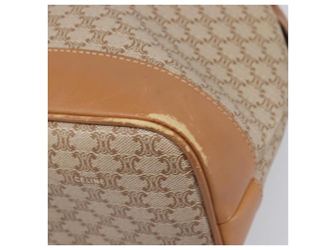 Céline Borsa a tracolla CELINE Macadam Canvas PVC Beige Gold Auth 197804 D'oro - vista 9