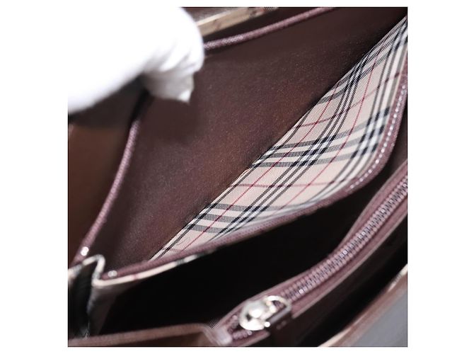 Borsa a mano BURBERRY in pelle marrone argento Auth BA15380A - vista 12