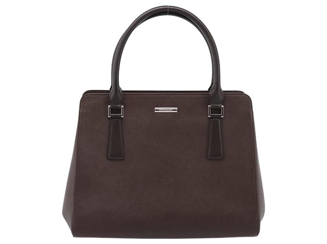 Borsa a mano BURBERRY in pelle marrone argento Auth BA15380A - vista 13
