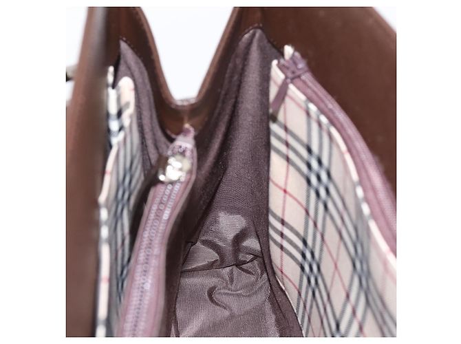 Borsa a mano BURBERRY in pelle marrone argento Auth BA15380A - vista 19