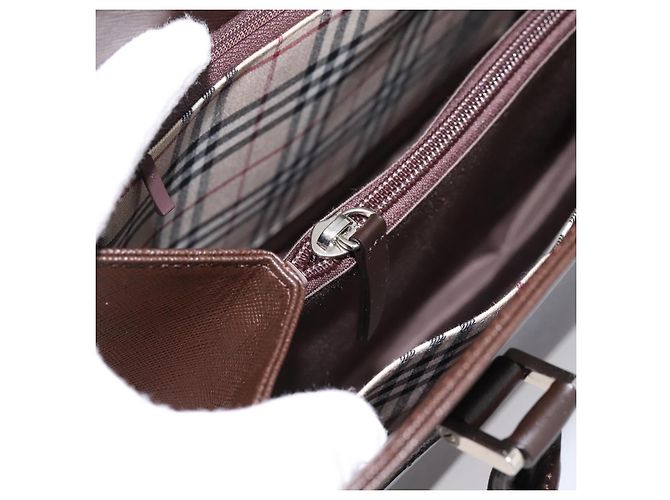 Borsa a mano BURBERRY in pelle marrone argento Auth BA15380A - vista 21