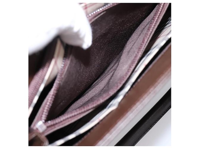 Borsa a mano BURBERRY in pelle marrone argento Auth BA15380A - vista 22