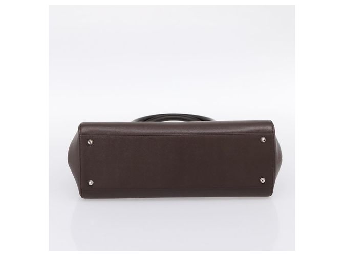Borsa a mano BURBERRY in pelle marrone argento Auth BA15380A - vista 5