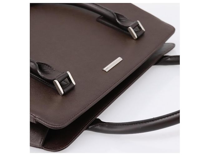 Borsa a mano BURBERRY in pelle marrone argento Auth BA15380A - vista 6