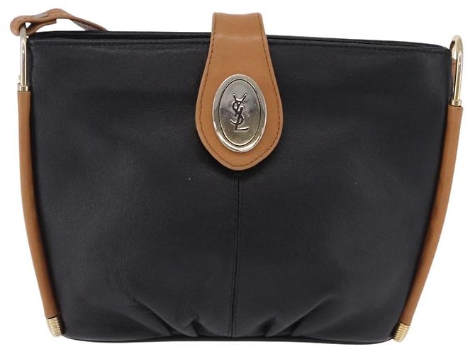 Borsa a tracolla SAINT LAURENT in pelle nera e oro Auth 199576A Nero D'oro - vista 13