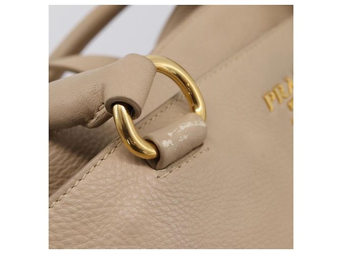 Borsa PRADA Vittero Dino Leather 2way Beige Gold Auth 199142V D'oro - vista 10