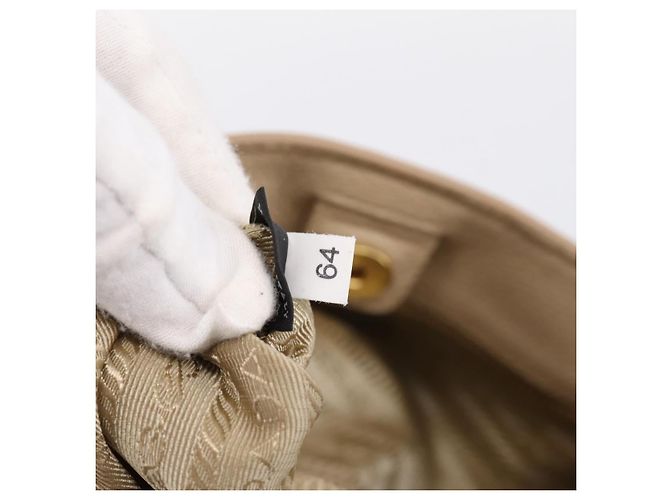 Borsa PRADA Vittero Dino Leather 2way Beige Gold Auth 199142V D'oro - vista 12