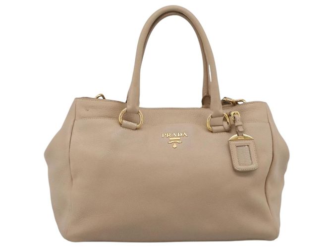 Borsa PRADA Vittero Dino Leather 2way Beige Gold Auth 199142V D'oro - vista 13