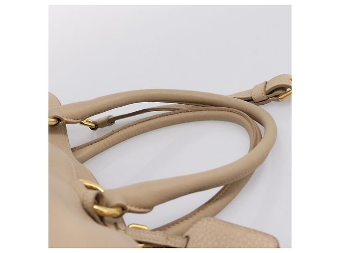 Borsa PRADA Vittero Dino Leather 2way Beige Gold Auth 199142V D'oro - vista 14