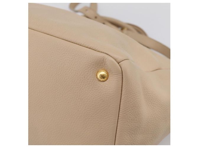 Borsa PRADA Vittero Dino Leather 2way Beige Gold Auth 199142V D'oro - vista 17
