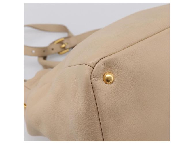 Borsa PRADA Vittero Dino Leather 2way Beige Gold Auth 199142V D'oro - vista 18