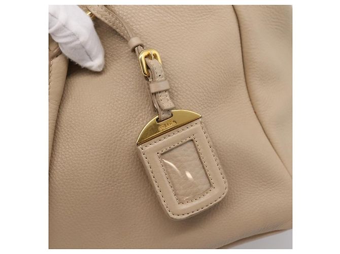 Borsa PRADA Vittero Dino Leather 2way Beige Gold Auth 199142V D'oro - vista 19