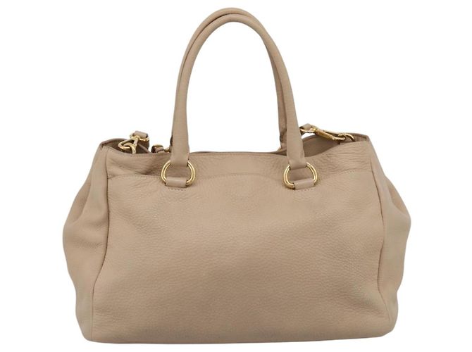 Borsa PRADA Vittero Dino Leather 2way Beige Gold Auth 199142V D'oro - vista 2
