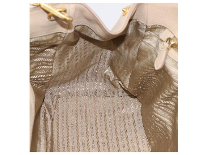 Borsa PRADA Vittero Dino Leather 2way Beige Gold Auth 199142V D'oro - vista 23