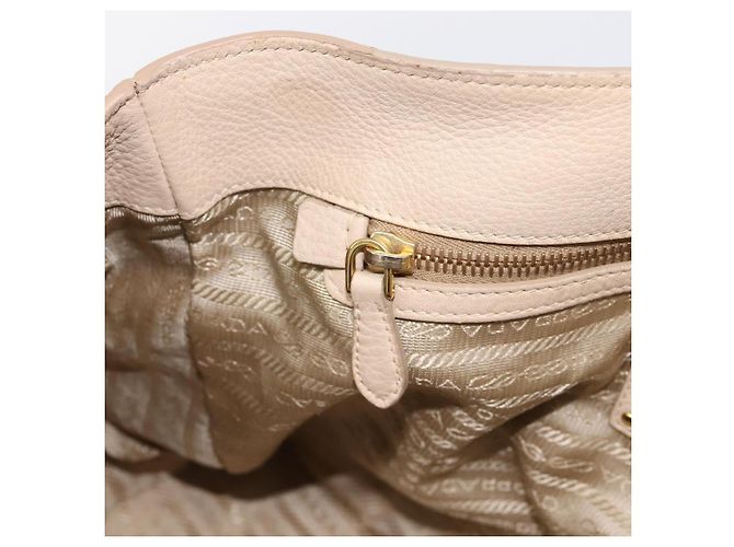 Borsa PRADA Vittero Dino Leather 2way Beige Gold Auth 199142V D'oro - vista 24