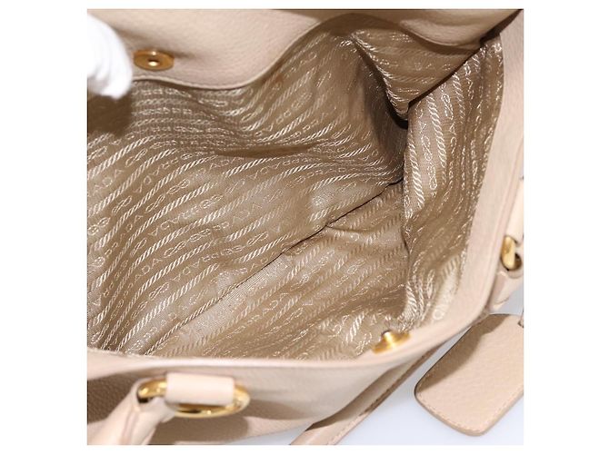 Borsa PRADA Vittero Dino Leather 2way Beige Gold Auth 199142V D'oro - vista 26