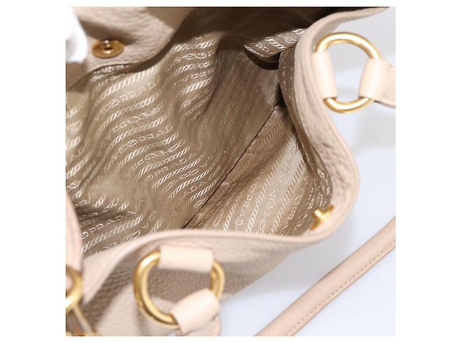 Borsa PRADA Vittero Dino Leather 2way Beige Gold Auth 199142V D'oro - vista 27