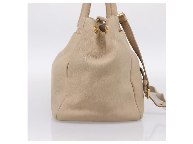Borsa PRADA Vittero Dino Leather 2way Beige Gold Auth 199142V D'oro - vista 3