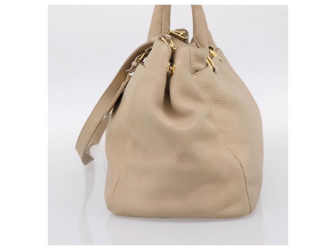 Borsa PRADA Vittero Dino Leather 2way Beige Gold Auth 199142V D'oro - vista 4