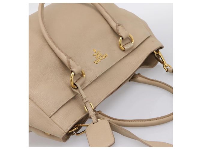 Borsa PRADA Vittero Dino Leather 2way Beige Gold Auth 199142V D'oro - vista 6