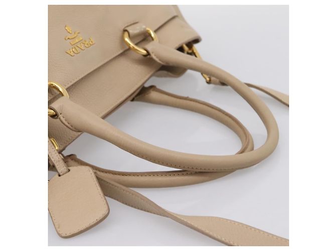 Borsa PRADA Vittero Dino Leather 2way Beige Gold Auth 199142V D'oro - vista 7
