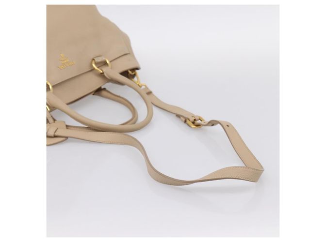 Borsa PRADA Vittero Dino Leather 2way Beige Gold Auth 199142V D'oro - vista 8