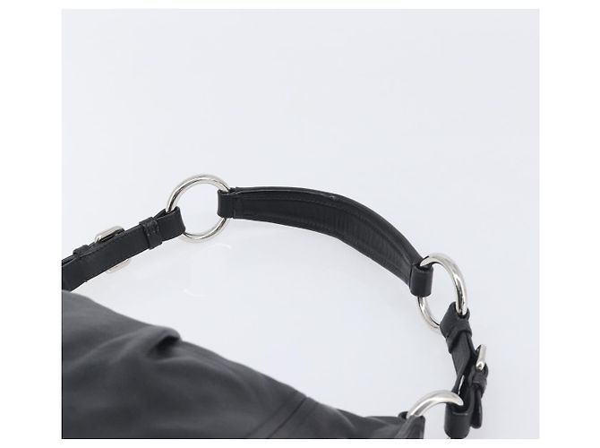 Borsa a tracolla PRADA in pelle nera argento Auth yk20841SAV Nero - vista 14