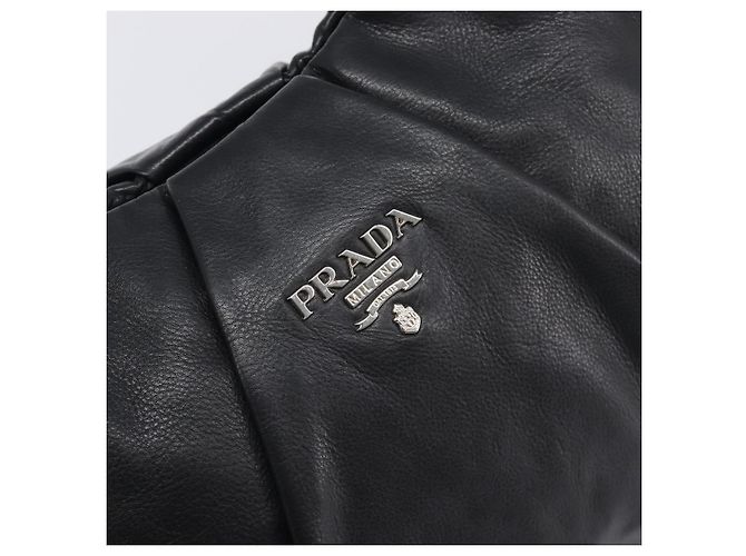 Borsa a tracolla PRADA in pelle nera argento Auth yk20841SAV Nero - vista 18