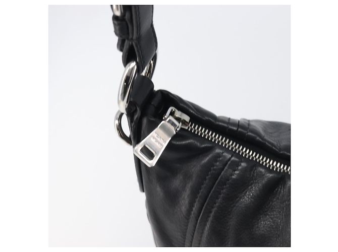 Borsa a tracolla PRADA in pelle nera argento Auth yk20841SAV Nero - vista 19