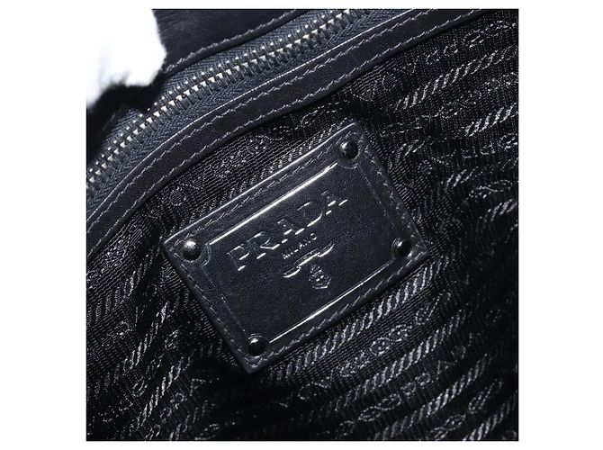 Borsa a tracolla PRADA in pelle nera argento Auth yk20841SAV Nero - vista 20