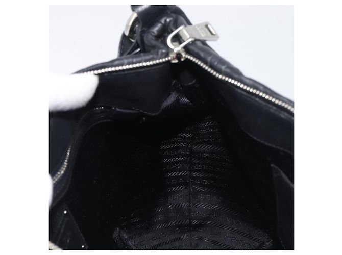 Borsa a tracolla PRADA in pelle nera argento Auth yk20841SAV Nero - vista 21
