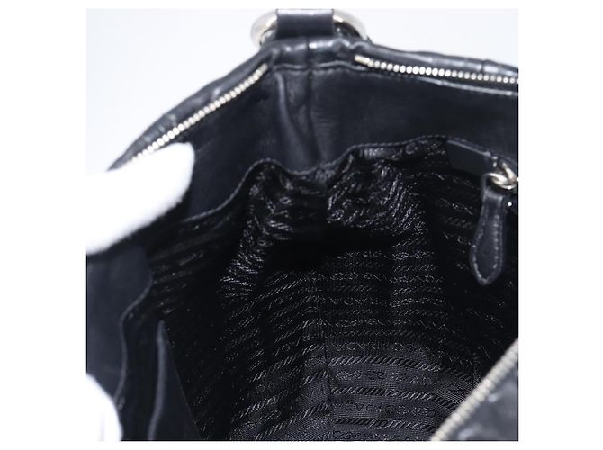 Borsa a tracolla PRADA in pelle nera argento Auth yk20841SAV Nero - vista 22