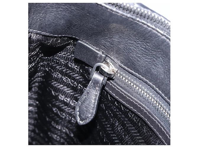 Borsa a tracolla PRADA in pelle nera argento Auth yk20841SAV Nero - vista 23
