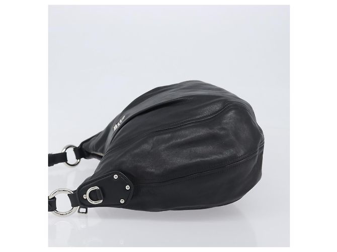 Borsa a tracolla PRADA in pelle nera argento Auth yk20841SAV Nero - vista 4