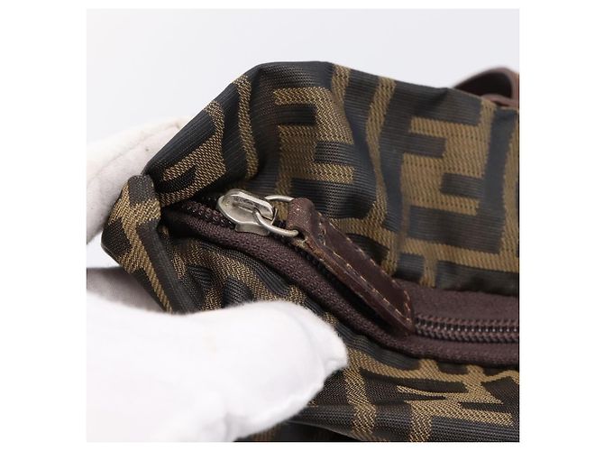 Borsa a mano FENDI Zucca Canvas Nero Marrone Auth 199124 - vista 10