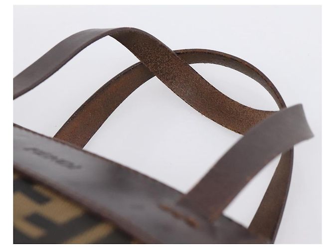 Borsa a mano FENDI Zucca Canvas Nero Marrone Auth 199124 - vista 14