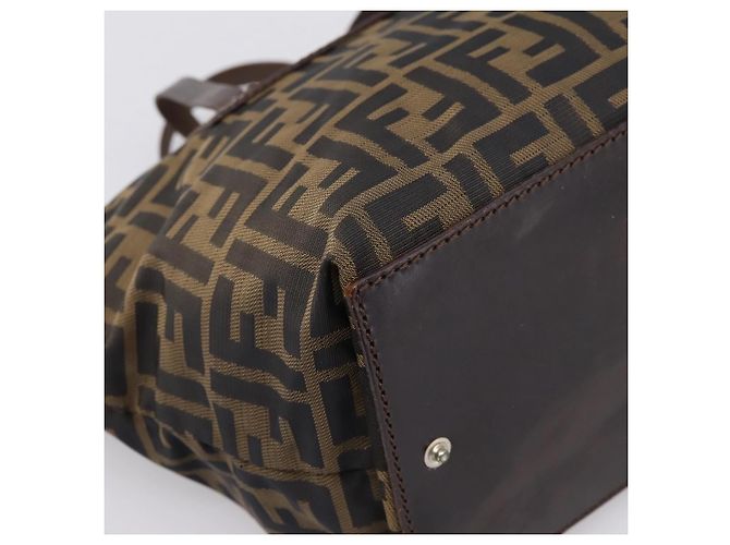 Borsa a mano FENDI Zucca Canvas Nero Marrone Auth 199124 - vista 15