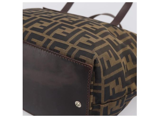 Borsa a mano FENDI Zucca Canvas Nero Marrone Auth 199124 - vista 16