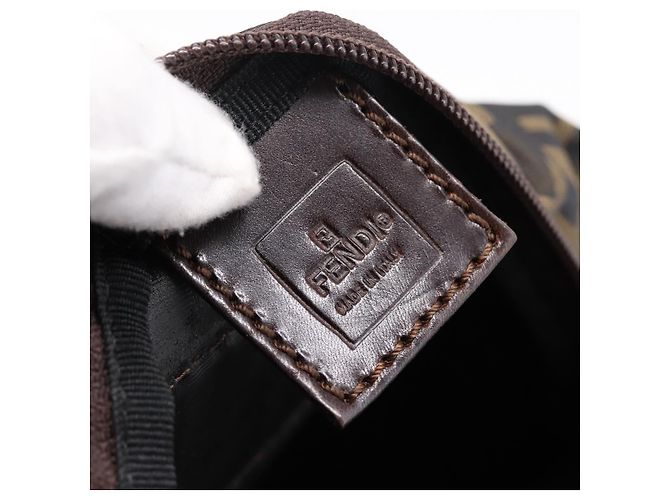 Borsa a mano FENDI Zucca Canvas Nero Marrone Auth 199124 - vista 18