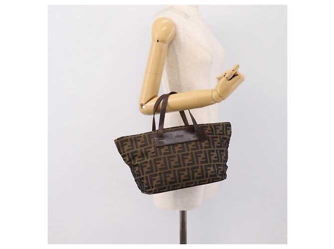 Borsa a mano FENDI Zucca Canvas Nero Marrone Auth 199124 - vista 21