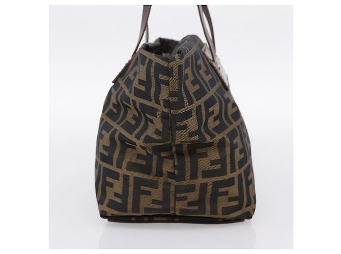 Borsa a mano FENDI Zucca Canvas Nero Marrone Auth 199124 - vista 3