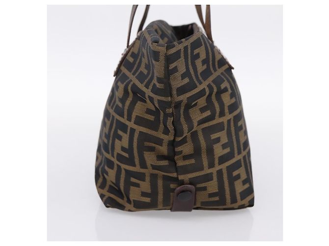 Borsa a mano FENDI Zucca Canvas Nero Marrone Auth 199124 - vista 4
