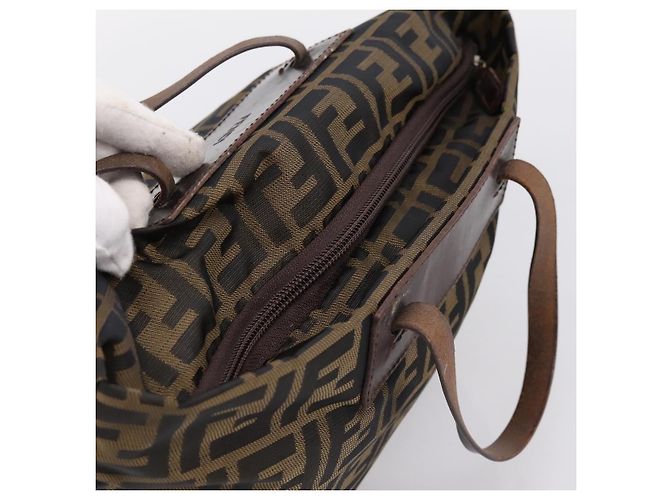 Borsa a mano FENDI Zucca Canvas Nero Marrone Auth 199124 - vista 6