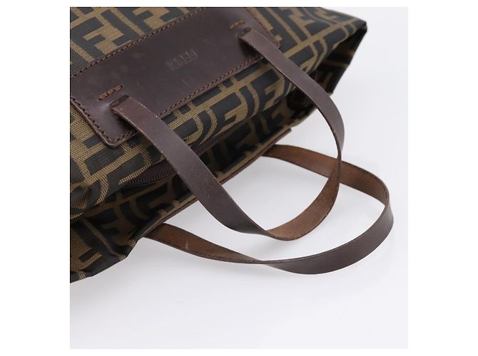 Borsa a mano FENDI Zucca Canvas Nero Marrone Auth 199124 - vista 7