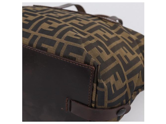 Borsa a mano FENDI Zucca Canvas Nero Marrone Auth 199124 - vista 8